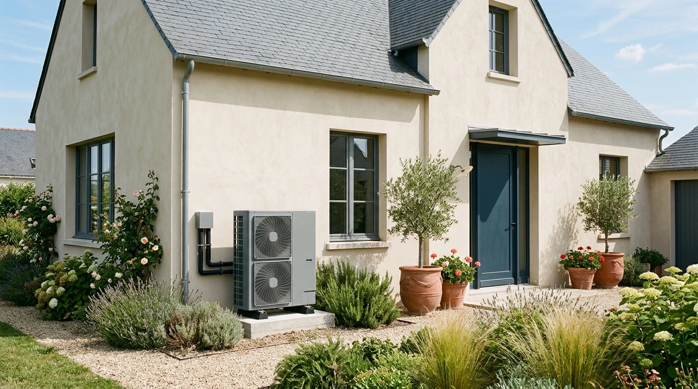Pompe à chaleur le long d'une maison