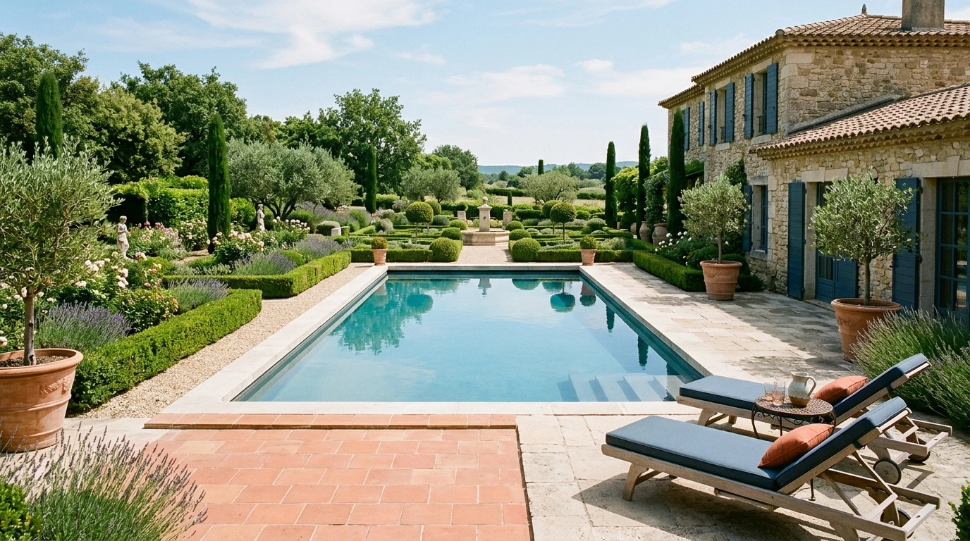 Piscine enterrée dans un jardin