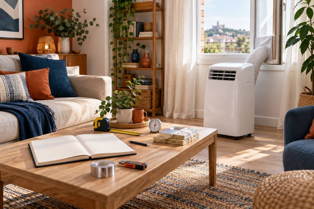 Illustration éditoriale du sujet : Combien coûte l'installation d'un climatiseur monobloc ? Analyse des tarifs et conseils