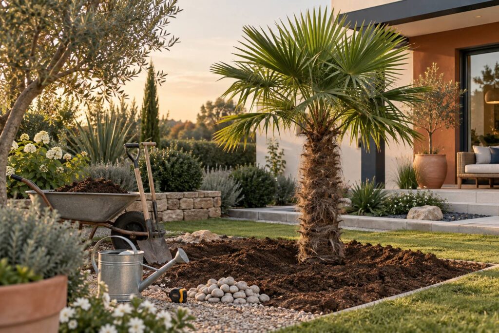 Illustration éditoriale du sujet : Planter un palmier dans son jardin : atout exotique ou source de soucis ?